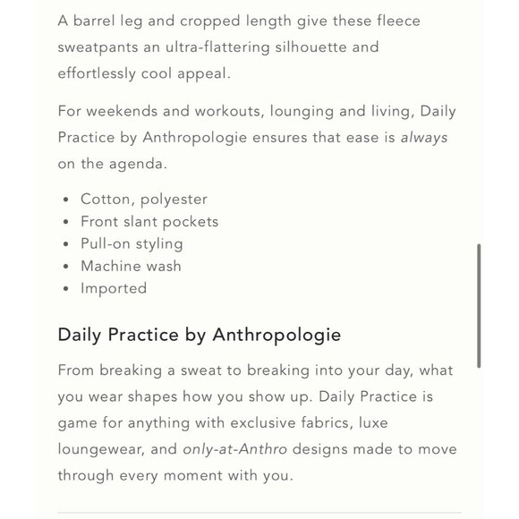 NWT Size XXS - Daily Practice by Anthropologie Barrel Sweatpants - Picture 9 of 16